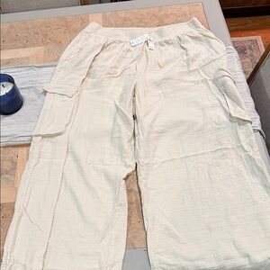 Aerie Lightweight Cream Cargo Lounge Pants